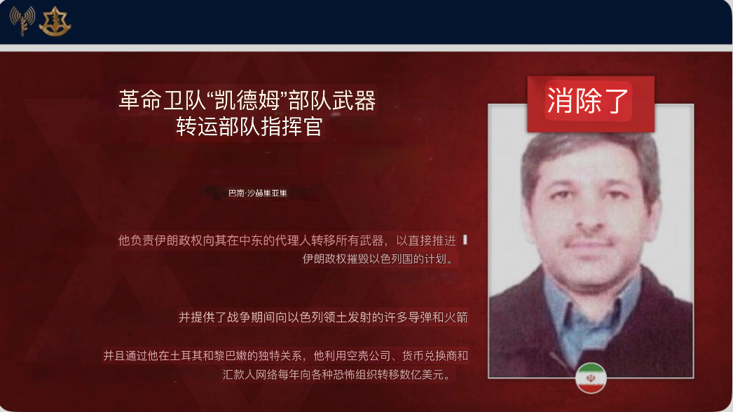 伊朗圣城军武器转运部队指挥官在距以色列约千公里处被击毙